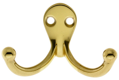 Deming Wall Hook, Polished Brass