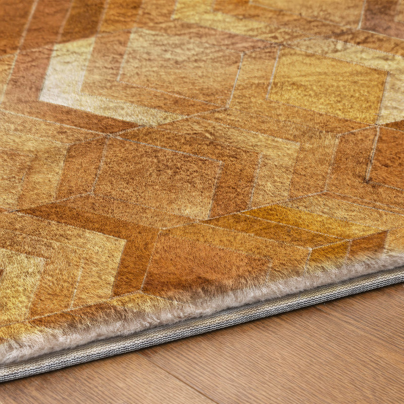 Tapis à chevrons de qualité supérieure lavable à la machine ADS100 Dream Shag, Brun, Rond 8 pi