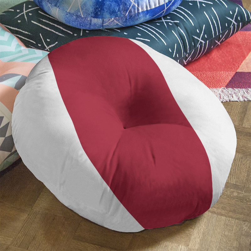 Coussin de sol touffeté atlanta, 26 po x 26 po, Blanc / Rouge