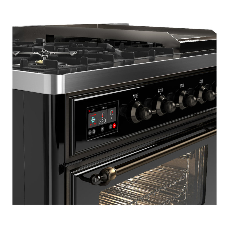 Majestic III Series 48 Inch Dual Fuel Range with 5 Sealed Burners, Griddle, Frenchtop in Matte Graphite (Liquid Propane, Burnished Trim)