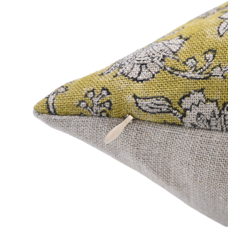 Coussin décoratif floral en lin épais épais 24 x 24 - NAAYAB, 24 po x 24 po