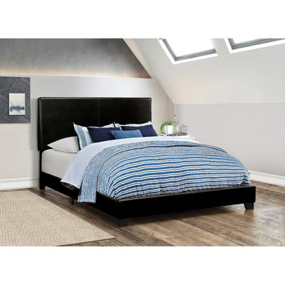 Modern Full Panel Bed In Black Faux Leather For A Stylish Bedroom Setup Upholstered Frame With And Design