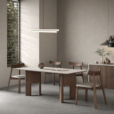 Ensemble de table en pierre noyer mat