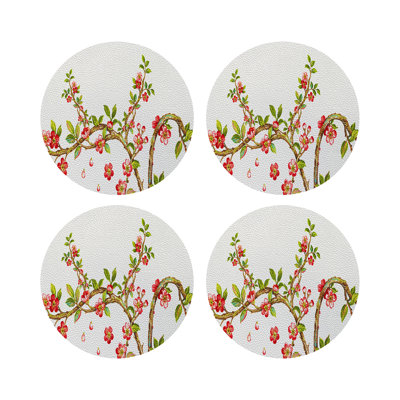 Sous-verres ronds en cuir cerisier rouge