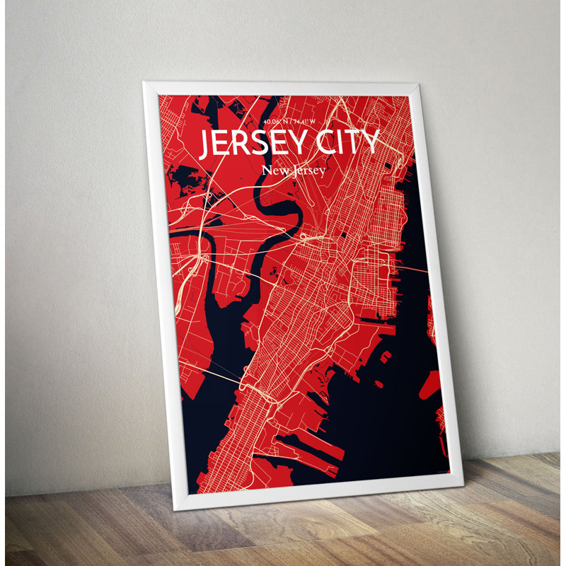 Jersey City Map - No Frame Print, 43.2cm H x 27.9cm W x 0.13cm D