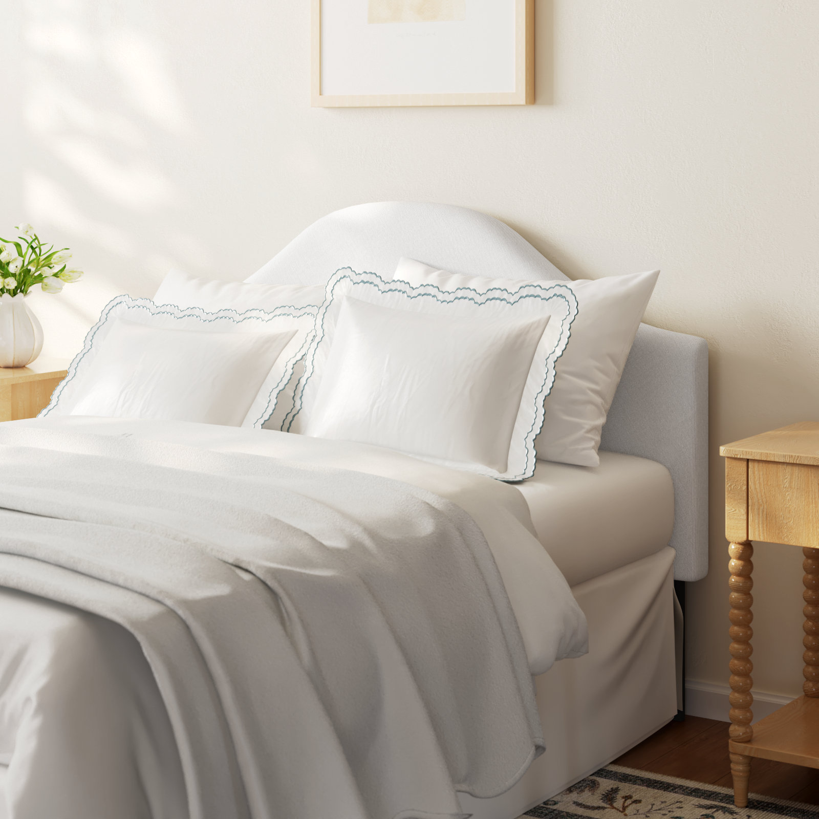 Hermosa Upholstered Panel Headboard, California King, White Performance Twill