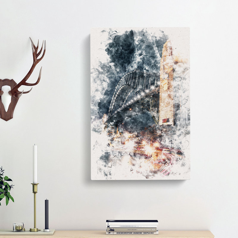 Sydney Harbour Bridge Australia Abstract - Wrapped Canvas Painting, 50cm H x 35cm W x 3cm D