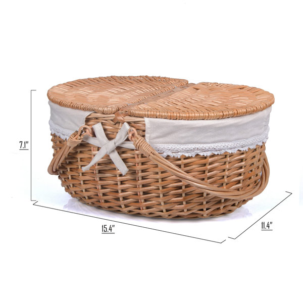 August Grove® Wood Picnic Basket , Service for 2 & Reviews