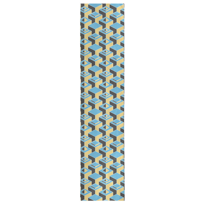 Classic Skyscrapers Table Runner, 16" x 72", Light Teal/Yellow