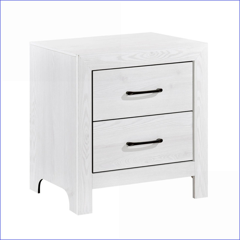 Table de chevet 2 tiroirs Modern, Blanc/Noir