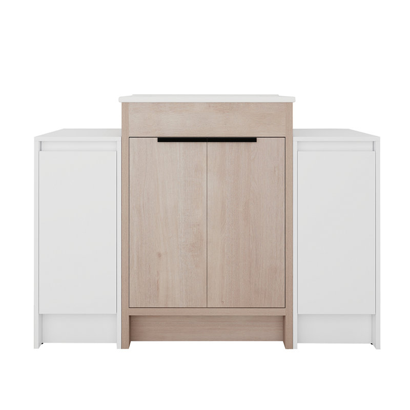 Meuble-lavabo autoportant de 48 pouces avec lavabo en céramique et 2 armoires de rangement, porte à fermeture douce, armoire combinée 02424 + 0312 * 2, ensemble KD