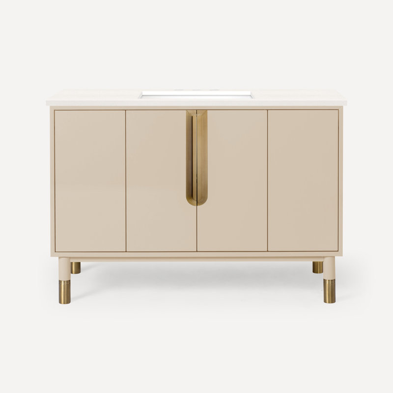 Islamorada 48" Vanity With Quartz Stone Vanity Top, Three-Hole, Sand, Stone Gray