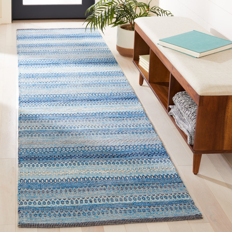 Montauk Flat Weave Cotton Striped Rug, Runner 2'3" x 9'