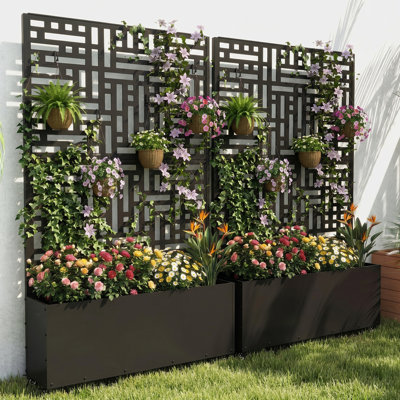 Metal Planter Box with Trellis 