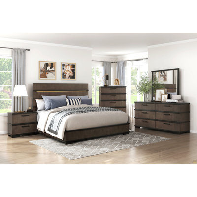 Two-Tone Brown Black Finish 6-Drawers Dresser 1pc Modern Industrial Design Bedroom Furniture