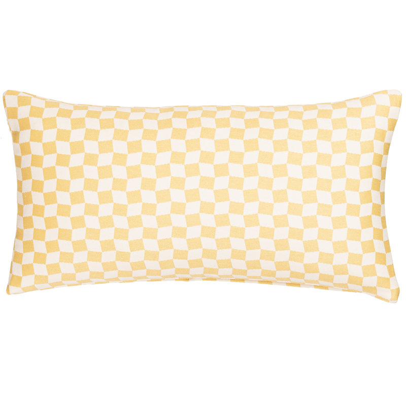 Coussin Delmore, polyester, Jaune, motif géométrique 2, Carré 16 po