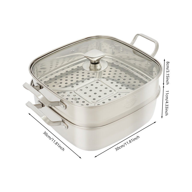 Casserole à vapeur à 2 niveaux avec couvercle