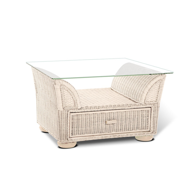Table basse Amalia avec verre au fini naturel délavé, Beige naturel