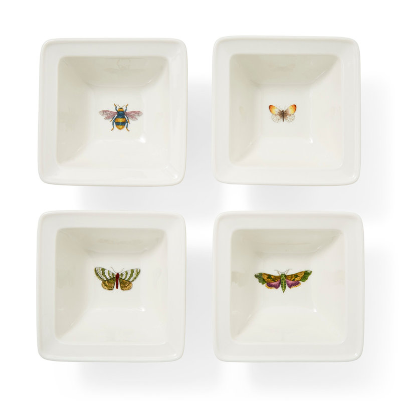 Assiette carrée 4 po, ensemble de 4