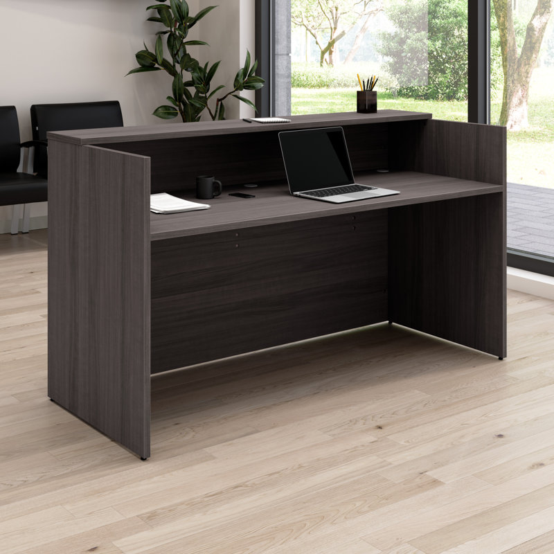 Bureau de réception avec tablettes Bush, Gris tempête