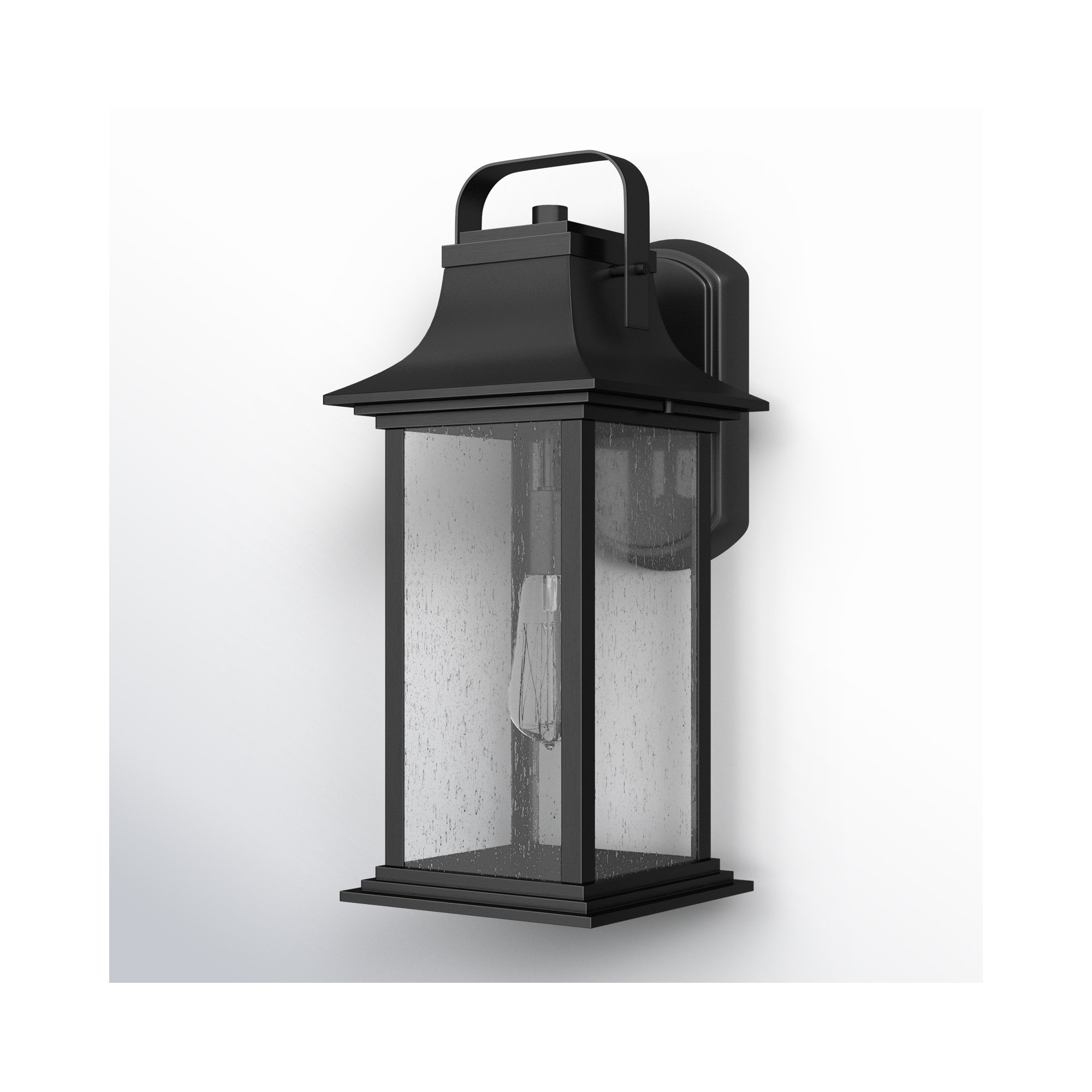 Sereia Single Light Outdoor Aluminum Wall Light, Black, 16.75" H x 7.25" W x 8.25" D