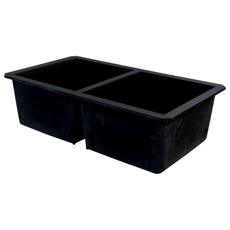 Black Granite Double Bowl Undermount Kitchen Sink with Accessories