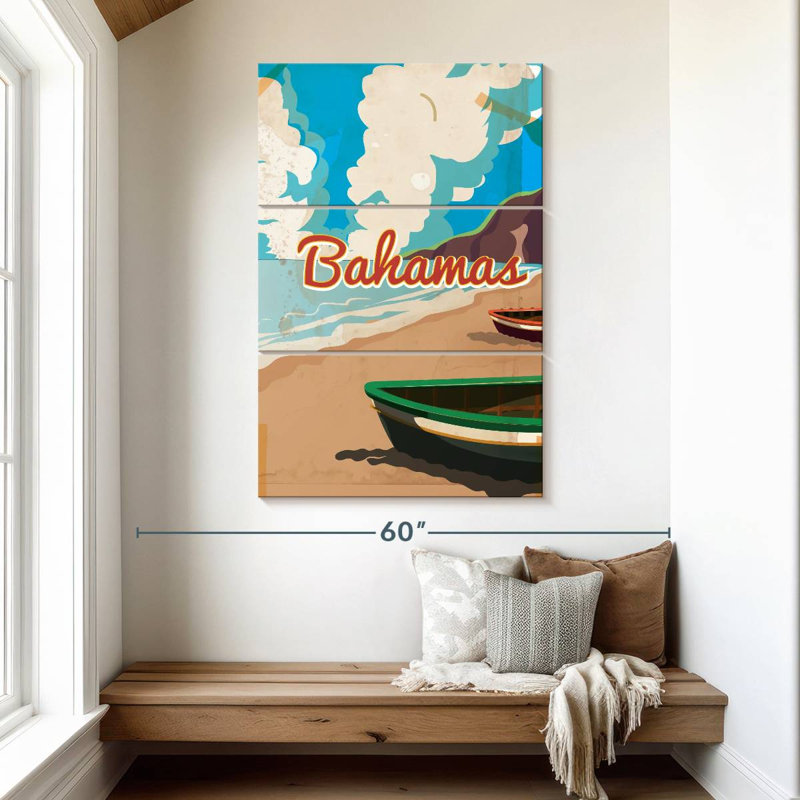Affiche rétro Gillard Bahamas, H 50 po x l 32 po