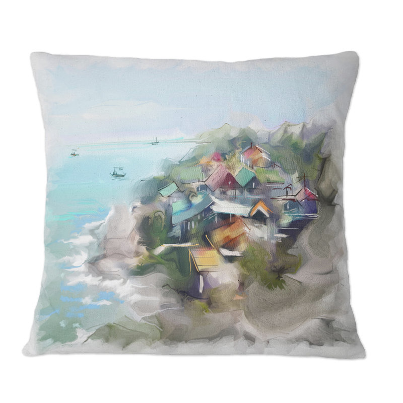 Coussin Dreamy House par The Seascape - imprimé nautique et côtier, 16 po x 16 po