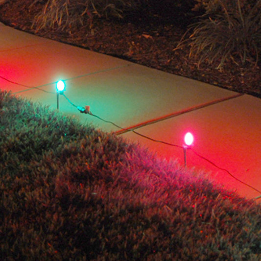 Éclairage de sentier électrique avec 10 ampoules, Rouge et vert