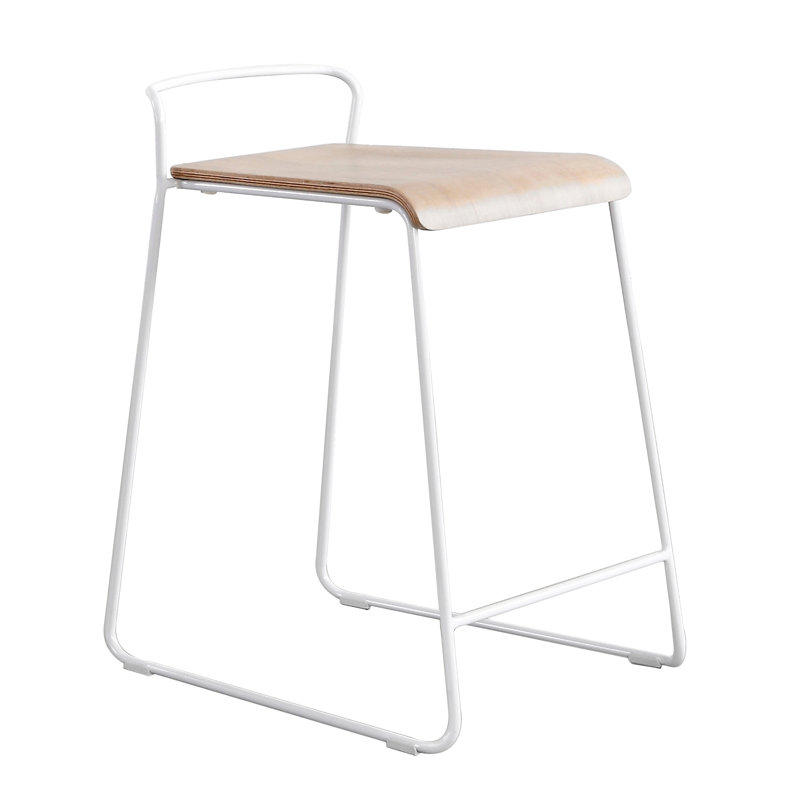 Tabouret, Bois de frêne blanchi, Blanc, Tabouret de bar (siège d'une hauteur de 29 po)