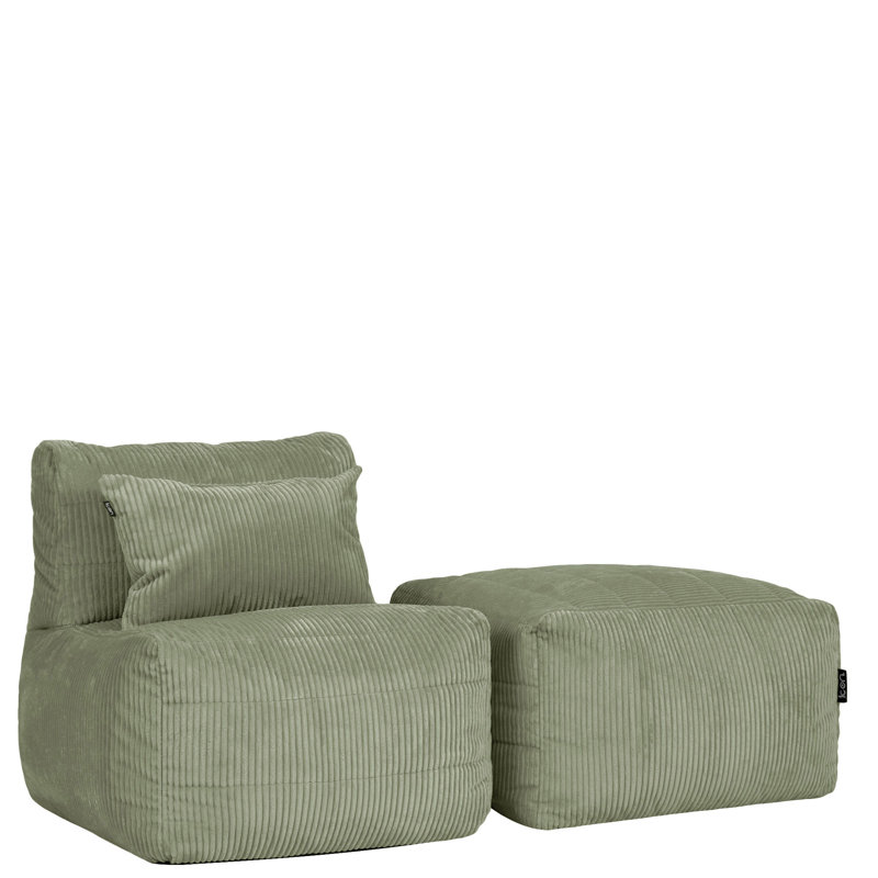 Corduroy Bean Bag Set, Sage Green