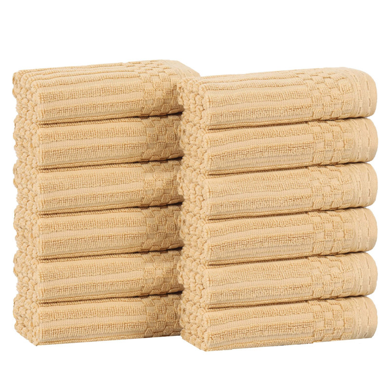 Collection de serviettes en coton Soho Spa, Paquet de 12 serviettes de toilette, Doré