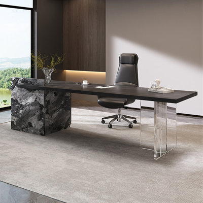 Bureau de direction 78,74 "en bois massif noir italien
