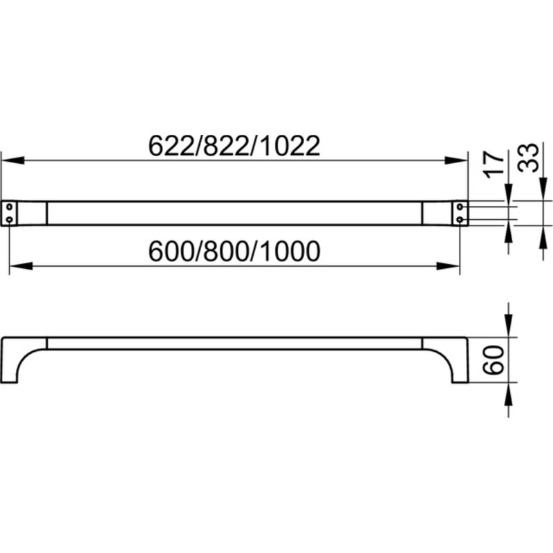 Edition 11 1 Wall Towel Bar, 3.3cm H x 62.2cm W x 6cm D