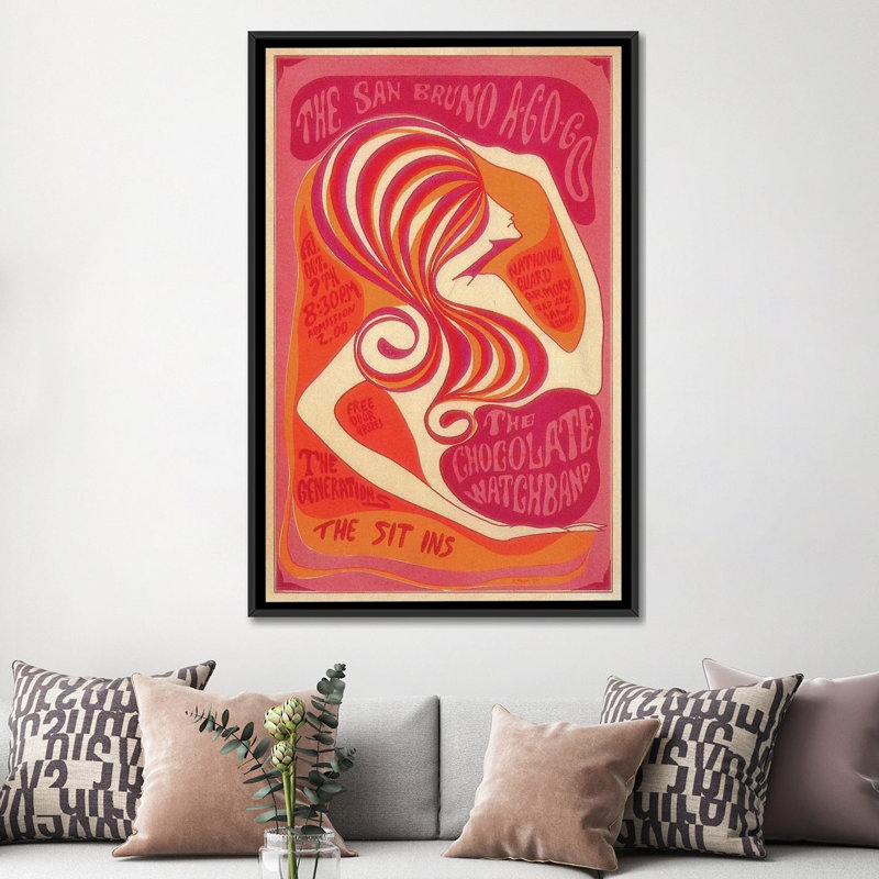 « san bruno a-go-go », impression sur toile, H 26 po x l 18 po x P 1,5 po, Toile avec cadre noir, Pas de tapis