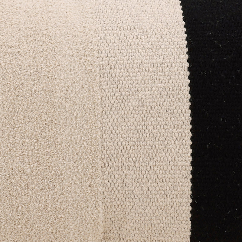  Housse et insert de coussin 100% coton rectangulaire blanc cassé / noir lombaire