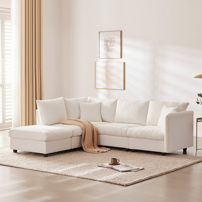 Canapé modulaire moderne avec assise profonde 89 * 79 ", Polyester blanc