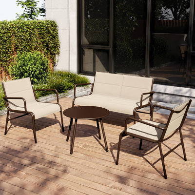 Ensemble de mobilier d'extérieur 4 personnes avec table basse