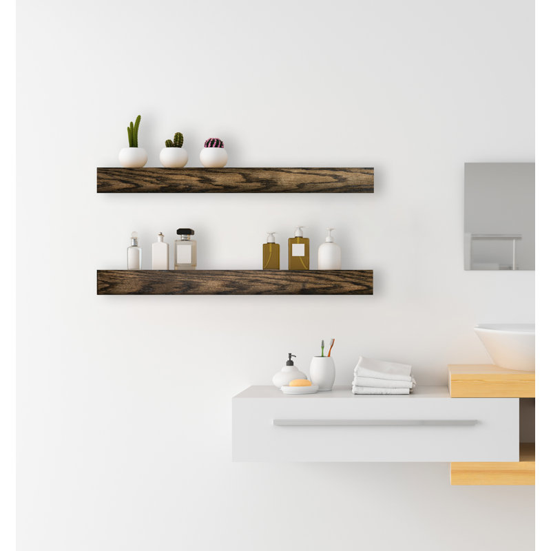 Ensemble de 2 tablettes flottantes Rayne, H 4 po x l 45 po x P 8 po, Ébène