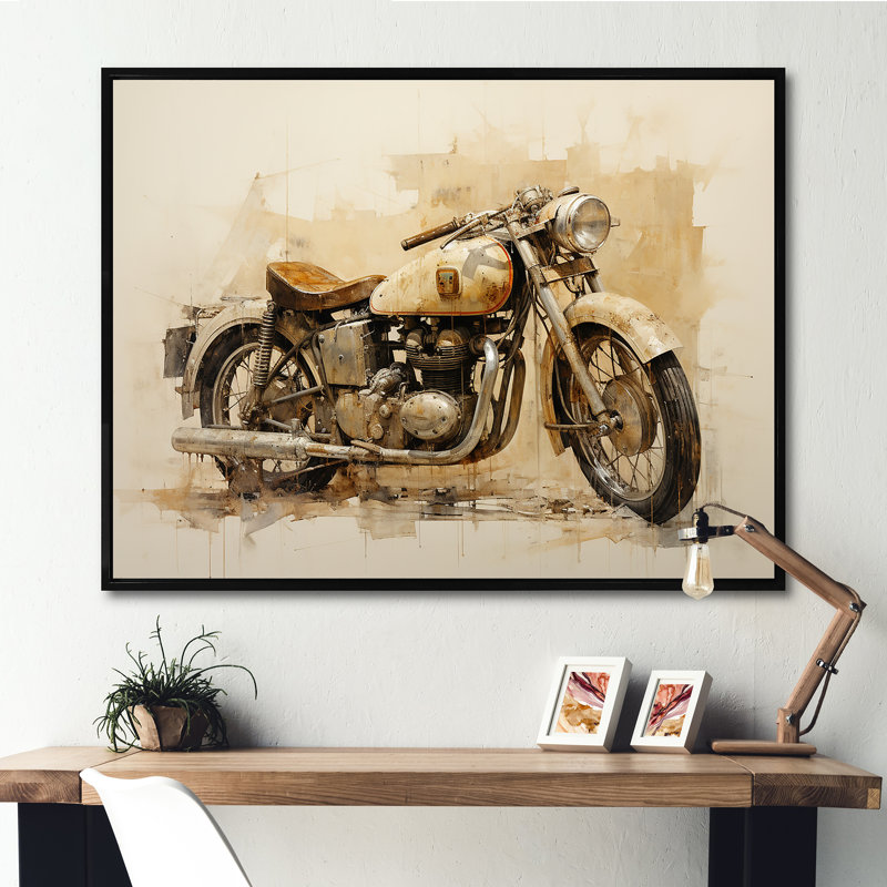 Minimalisme à moto sur toile, H 34 po x l 44 po x P 1,5 po, Cadre flottant noir