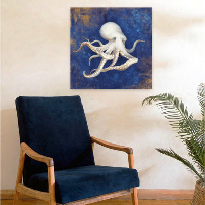 Trésors de la mer, art indigo contemporain, pieuvre