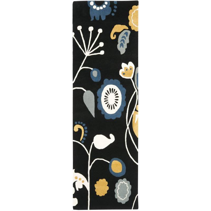 Soho Hand Tufted Wool And Viscose Floral Rug, Runner 2'6" x 8'