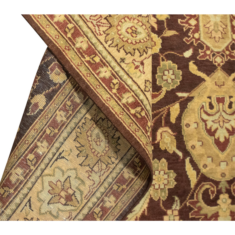 High-Quality Hand-Knotted Brown And Gold Area Rug