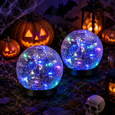 4.33ft 2 Modes Solar Cracked Glass Ball Outdoor Waterproof  30 LED  Light for Garden Pathway Patio