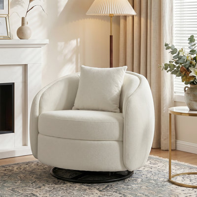 Fauteuil d'appoint pivotant pivotant, fauteuil rond à accoudoirs arrondis avec coussin pour la chambre du salon