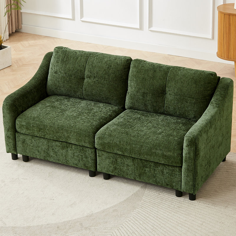 Chenille Sofa, Green, 2