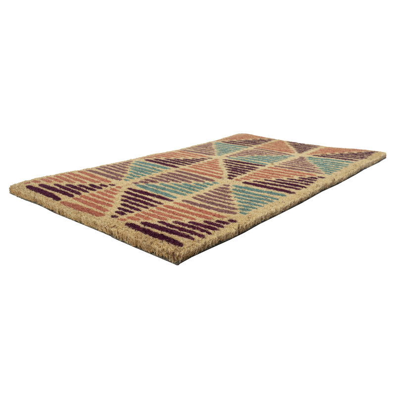 Geometric Coir Outdoor Doormat with Eco-Friendly Dyes