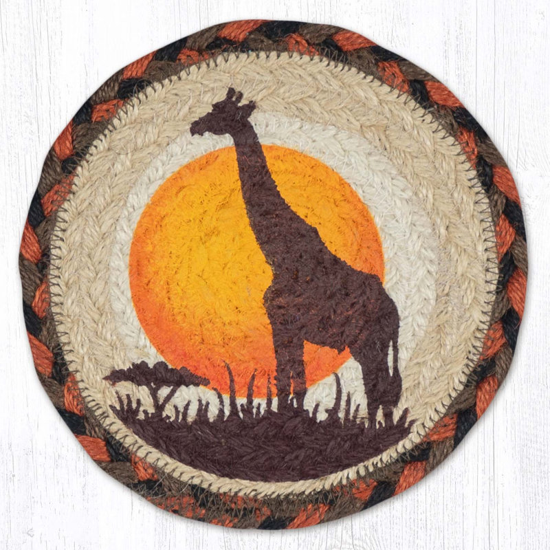  Durable Giraffe Round Coaster Rustic 7" H Safari-Inspired Tabletop Protector