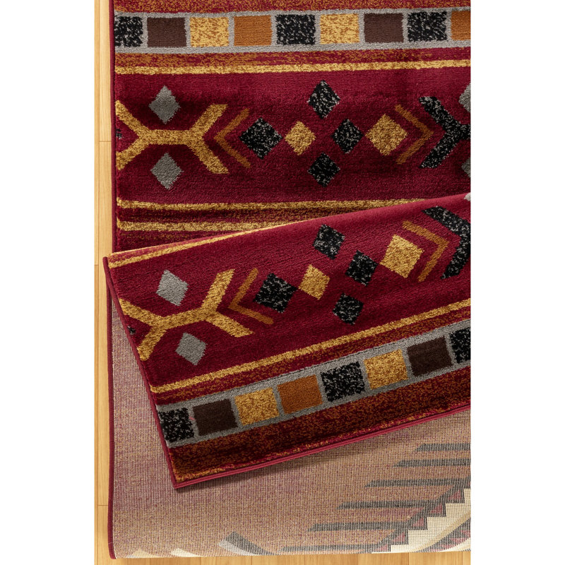 Red Area Rug With , 2.58 Ft X 7.25 Ft, Polypropylene, For Busy Homes And High Traffic Zones Rug, Pattern, 100% Stain-
