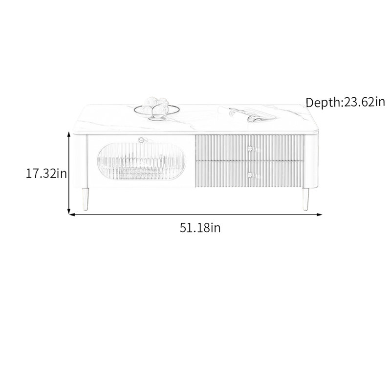Janeth, 17.32" H  x 23.62" D x 51.18" W, Doré